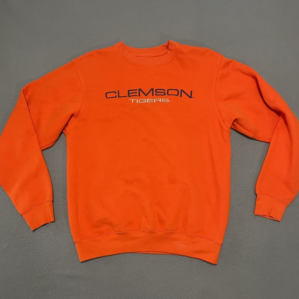 Vintage Orange Clemson University Tigers Sweatshirt‎ Medium Football Embroidered